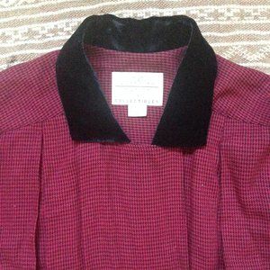 Vintage Red Houndstooth Pleated Dress size M/L